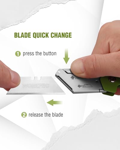 WORKPRO Box Cutter, Utility Knife, Green - color: Green