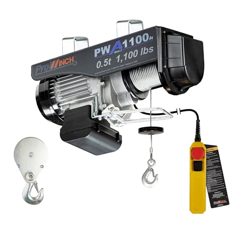 Prowinch Electric Hoist, 110V/120V, 1100lbs Lifting Capacity, 38ft Lifting Height, Wired Remote Control, Upper & Lower Limit Switches for Home Improvement, Warehouse Clearance, Garage Hoist System - size: 1100 lb Wired Remote
