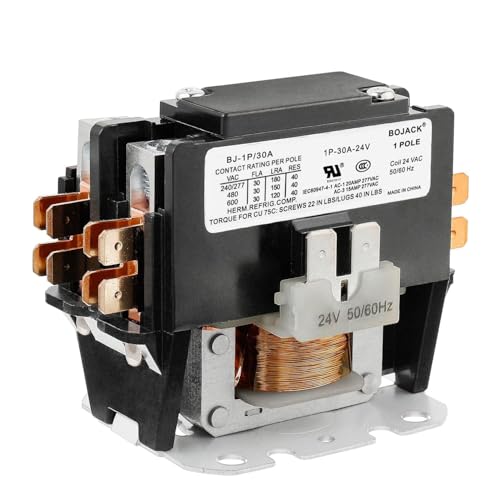 BOJACK 1 Poles FLA 30 Amp Coil 24 VAC Air Conditioner Condenser Compressor Contactor AC Definite Purpose Contactor - size: 1P 30A 24V