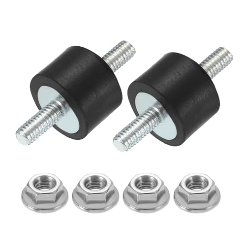 uxcell 2Pcs M4 x 10mm Rubber Mounts, 10 x 15mm Cylindrical Anti Vibration Isolator Studs Shock Absorber Double Studs with Nuts for Car Bobbin Generator Air Compressors - size: M4 x 10mm, 10 x 15mm