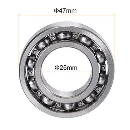 uxcell 6005 Deep Groove Ball Bearings 25x47x12mm Chrome Steel, Open Type - size: 25x47x12mm