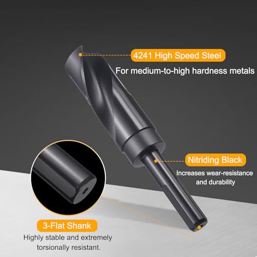 HARFINGTON 1-1/16" Drill Bit 1/2" Reduced Shank 3-Flat 4241 HSS 118° - size: 1-1/16" with 1/2" Shank