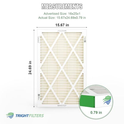 TRIGHTFILTERS 16x25x1 Air Filter MERV 11 HVAC Furnace Filter Pleated 2 Pack - size: 16x25x1