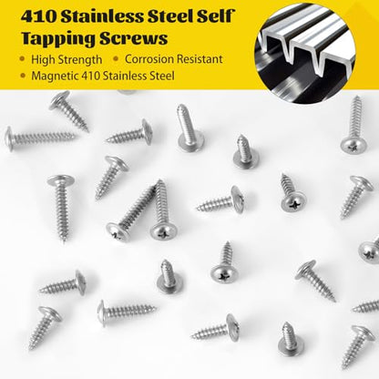 171PCS #8 Self Tapping Screws Assortment Kit, #8 x 1/2",5/8",3/4",1",1-1/4",1-1/2'' Phillips Modified Truss Head Wood Screws, 410 Stainless Steel Sheet Metal Screws for Metal,Plastic,Wood - size: 171pcs #8 Silver