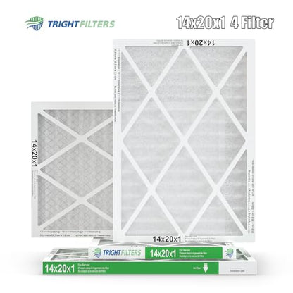 TRIGHTFILTERS 14x20x1 Air Filter 4 Pack, MERV 8 Pleated HVAC Furnace Filter - size: 14x20x1