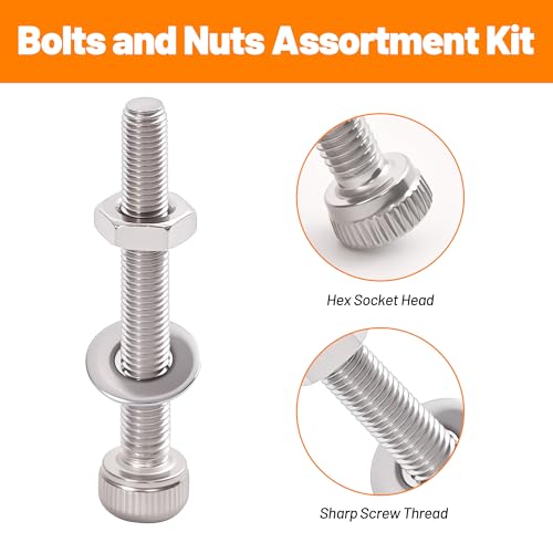 1110-Piece M3 Stainless Steel Socket Head Screw & Nut Kit – Hex Drive Cap Screws (4-30mm) with Allen Wrench & Curved Tweezer – Metric Machine Screw Assortment Set - size: 1110 pieces M3