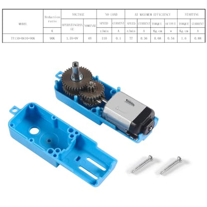 DIANN 4pcs TT Motor DC 3-6V Gearbox Motor 110RPM Ratio 1:90 Shaft Motor for DIY Smart Car Robot - style: TT Motor Blue 4pcs