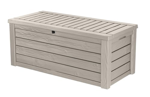 Keter Westwood 150 Gal Outdoor Storage Box for Patio and Pool Accessories - color: Beige