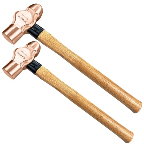 WEDO 2PCS Ball Pein Hammer,3/4lb+1lb Non-Sparking Ball Peen Hammer with Wooden Handle, Beryllium Copper,Non-Magnetic,Die-forged,Corrosion Resistant,BAM & FM Certificate,DIN Standard - color: Beryllium Copper, size: 2pcs-setC