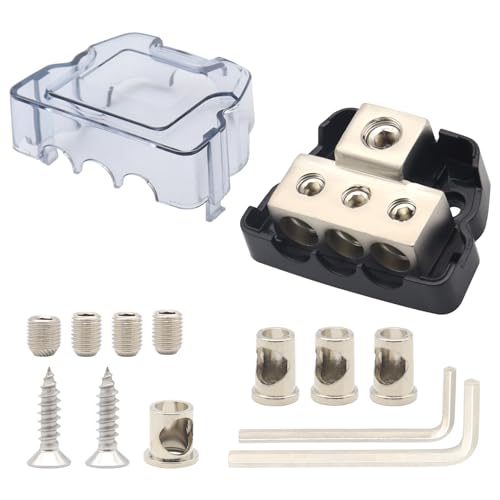 3 Way Amplifier Sub Speaker Audio Distribution Block 0 Gauge /4 Gauge in 4 GA / 8GA Wire Out Connecting Blocks 1PCS - style: 3Way 0/4 IN 4/8GA OUT 1PCS