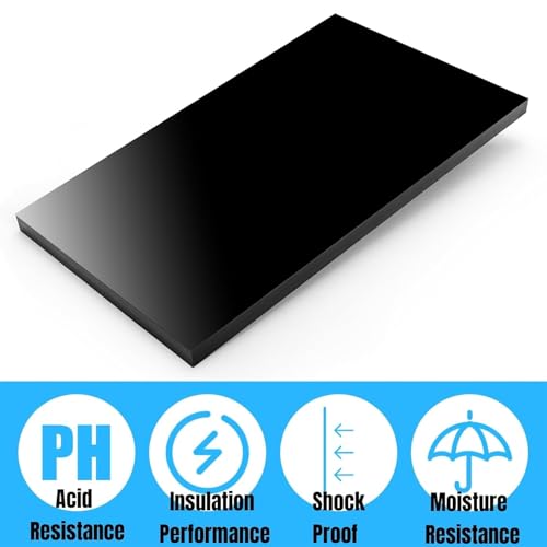 Hiceeden 3 Pcs 1/2" Thick HDPE Sheet, 6" x 12" Solid Plastic Blocks High Density Polyethylene Board, Hard Plastic Sheet for DIY Projects, Cutting Boards, Black