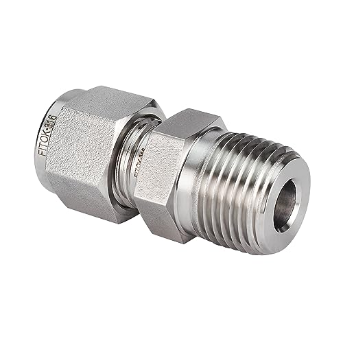 316 Stainless Steel Compression Tube Fitting Male Connector 1 1/4" Tube OD x 1 1/4" Male NPT 4900 psi, SS-CM-FL20-NS20 - size: 1 1/4" OD x 1 1/4" MNPT