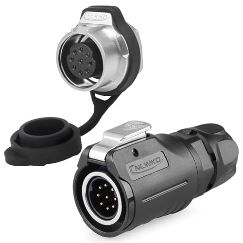 CNLINKO LP-16 9 Pin Circular Aviation Connector Kit Male Plug and Female Socket M16 IP68 Waterproof, PBT Plastic Shell Quick Plug (9 Pin Single Set) - size: 9-Pin, style: Single-Hole Socket Set