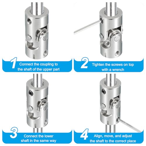 PATIKIL Rotatable Universal Steering Shaft 2mm to 3mm Inner Dia, 4 Pcs U Joint Shaft Coupling U Joints Coupler Connector Accessories with M4 Screws for Motor Model Robots - size: 2mm to 3mm
