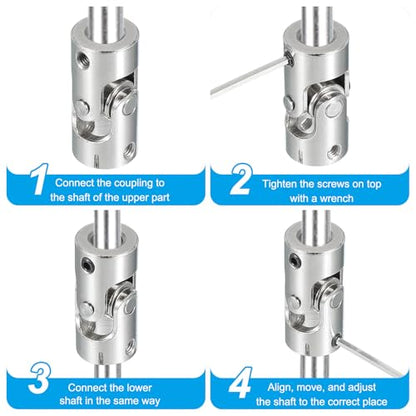 PATIKIL Rotatable Universal Steering Shaft 2mm to 2.3mm Inner Dia, 4 Pcs U Joint Shaft Coupling U Joints Coupler Connector Accessories with M3 Screws for Motor Model Robots - size: 2mm to 2.3mm