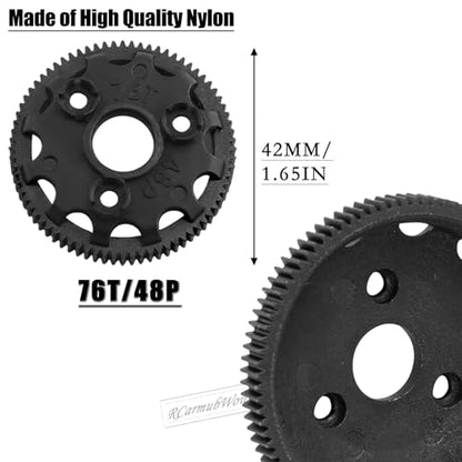 RC 48P 76T Spur Gear &Transmission Gear &Slipper Clutch &Pressure Plate &Slipper Rebuild Kit w/ 25+27T Pinions Upgrades Part for 1/10 Slash/Rustler/Stampede/Bandit 2WD VXL,Navy Blue