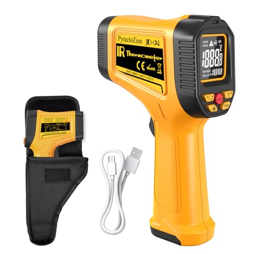 Rechargeable Infrared Thermometer Gun, -58°F~1472°F Non-Contact Temperature Gun, High Accuracy Digital Infrared Thermometer for Cooking, Griddle, Oven, Meat Food, HVAC, Automotive, Industrial Use - color: Orange