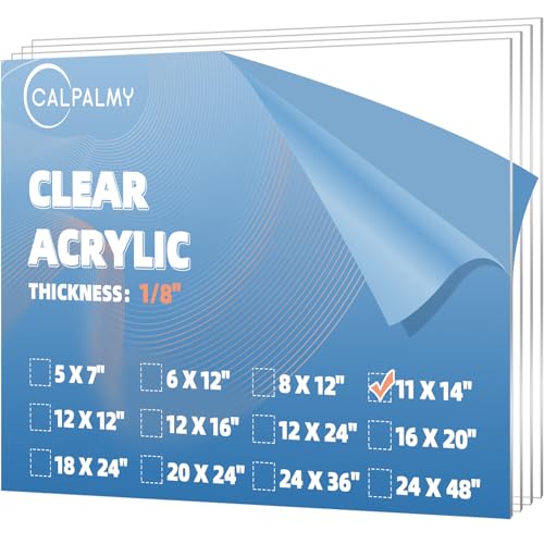 CALPALMY (4-Pack) 11x14 Clear Acrylic Sheet Plexiglass 1/8” Thick, Use for Craft Projects, Signs, Display Cases and More, Cut with Cricut, Engraver, Saw or Hand Tools – No Knives - color: Clear, size: 11"x14", 1/8" Thick