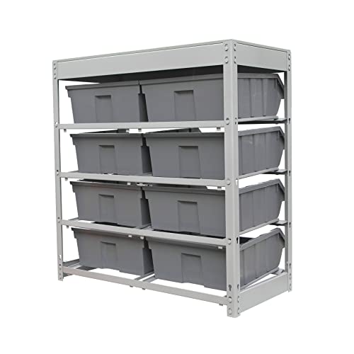 King's Rack Bin Rack Boltless Steel Storage System Organizer with Plastic Bins (4 Tier - 8 Bin) - size: 4 Tiers - 8 Bins