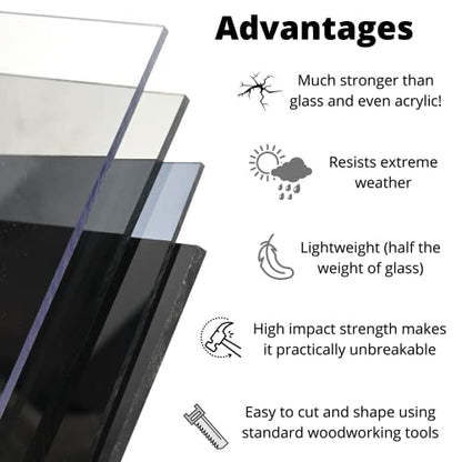 BuyPlastic Polycarbonate Plastic Sheet - 7130 Gray, 1/4" x 12" x 48" - Grey Tinted Transparent Glass Replacement, UV, Weather, and Impact Resistant - size: 1/4" x 12" x 48", style: 7130 Gray