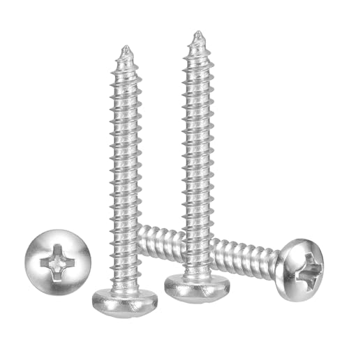 METALLIXITY Phillips Pan Head Self Tapping Screw #6x1 100Pcs - color: Silver Tone, size: #6x1"