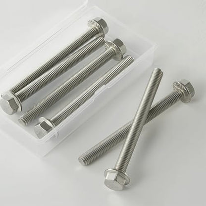 M8x1.25 x 80mm Flanged Hex Head Bolts, 304 Stainless Steel (A2-70), Bright Finish, Fully Threaded, Hexagon Head Flange Bolts, Quantity 6 - size: 80mm(6PCS)