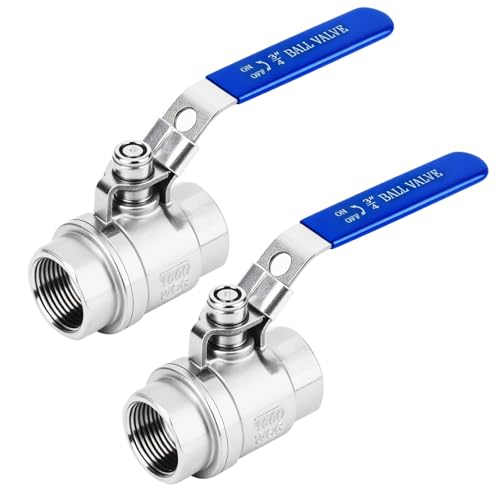 2 Pack 3/4'' Ball Valves NPT Female Stainless Steel 304 Full Port Locking Ball Valve Handle, Heavy Duty Shut Off Valve for Home and Industrial (3/4 Inch) - size: 3/4 Inch