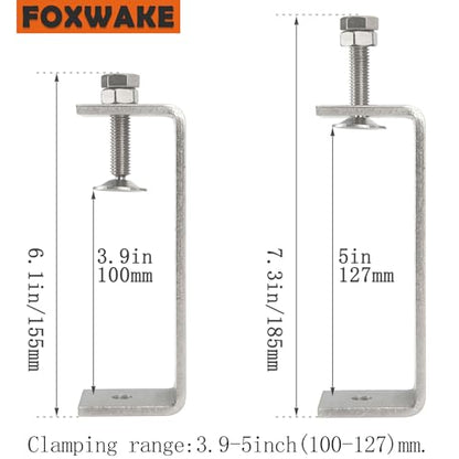Stainless Steel C Clamps Small 5 Inch for Mounting, Heavy Duty U Clamps for Metal Working, Desk Clamp with Stable Wide Jaw Opening & Protective Pads/I-Beam Design (2pcs) - color: 5 3/16 In-2pcs-132mm