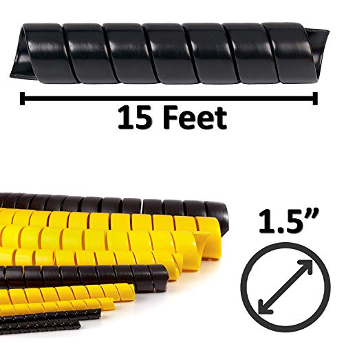 Electriduct 1.5" Heavy Duty Spiral Wrap Hose Protector - 10 Feet - Black - color: Black, size: 1.5 Inch