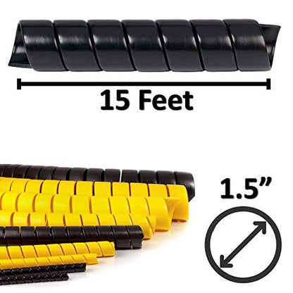 Electriduct 1.5" Heavy Duty Spiral Wrap Hose Protector - 10 Feet - Black - color: Black, size: 1.5 Inch