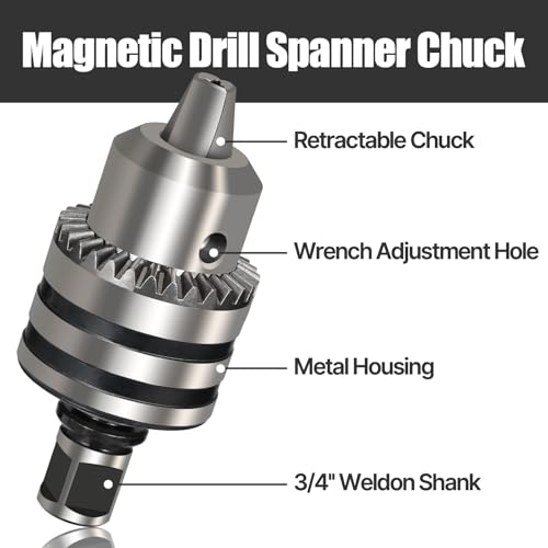 1/8''-5/8'' Magnetic Drill Chuck Adapter, Weldon Shank B16 Thread