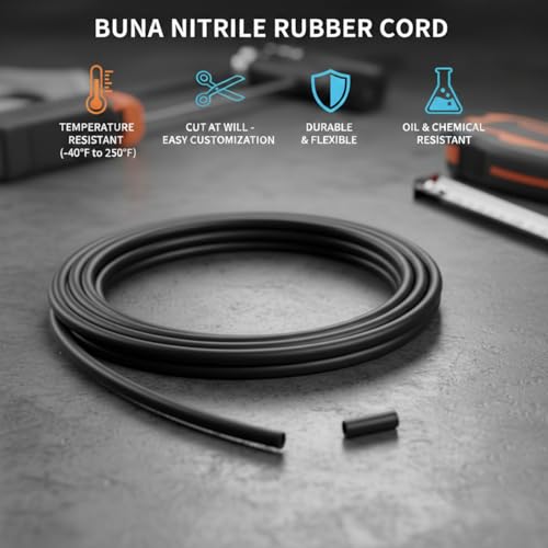 10 Ft .138" (3.5MM) Thick O-Ring Cord Stock, Buna-N 70A, Black - size: 3.5mm (.138") X 10FT