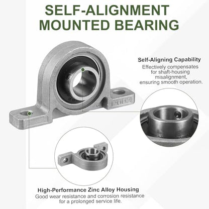 uxcell KP002 Pillow Block Bearing 9/16" (15mm) Zinc Alloy Steel 4Pcs - size: KP002 (9/16" Bore)