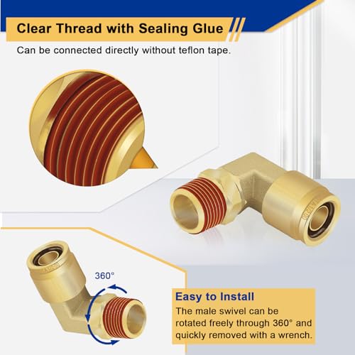2 PCS DOT Quick Connect Air Fittings 1/2" Tube OD X 1/2" NPT Elbow - size: 1/2" Tube OD x 1/2" NPT - 2 PCS
