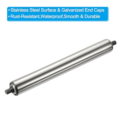 PATIKIL Conveyor Roller 3" Diameter 16" Length, 2 Pack Stainless Steel Transmission Replacement Part Galvanized End, Silver - size: 3"x16"