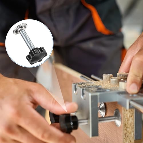 M METERXITY 2-Pack Star Handle Hand Screws, M10x45mm Carbon Steel Thread Star Clamping Knobs with Screws, Pressure Plate and Rubber Pad for Woodworking/Mechanical Equipment [Black] - size: M10 x 45mm