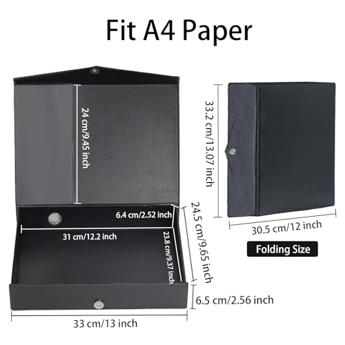 6 Pack Foldable A4 Box Files,Plastic Archive Folders（Black） - color: black, size: without clip