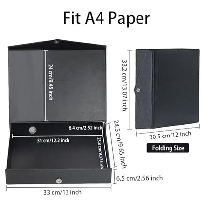 6 Pack Foldable A4 Box Files,Plastic Archive Folders（Black） - color: black, size: without clip