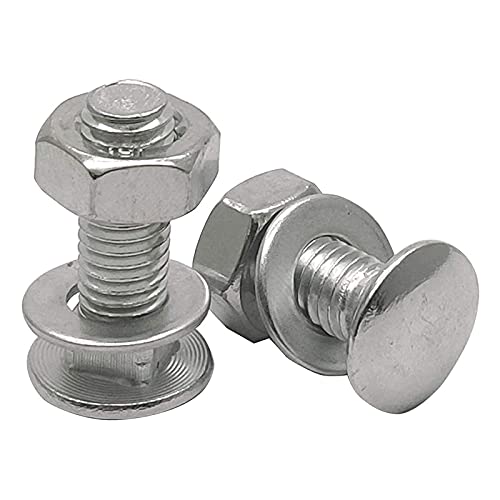 20 Sets Long Square-Neck Carriage Bolts Set,Carriage Bolts Set w/Nuts & Flat Washers,Zinc-Plated,Carbon Steel Grade 4.8,Plain Finish,Fully Threaded(M6-1.0X30mm) - size: M6-1.0X30mm（20 Sets）