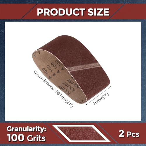 2 Pcs Sanding Belts 3 x 21 Inch 100 Grit Aluminum Oxide - size: 3 x 21 Inch(100 Grits)