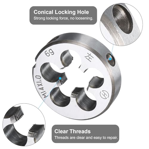 uxcell Round Threading Die M14 x 1.0 Metric Thread Left Hand Screw Cutting Fixed Dies, Alloy Tool Steel Tapping Repair Tool