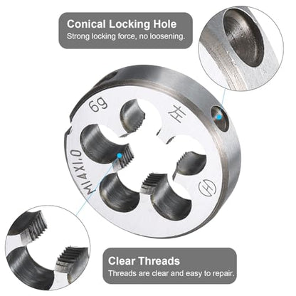 uxcell Round Threading Die M14 x 1.0 Metric Thread Left Hand Screw Cutting Fixed Dies, Alloy Tool Steel Tapping Repair Tool