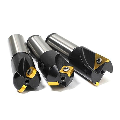 3 Pcs Little Hogger End Mill Set, 45 Degree, 90 Degree and 3/16r Mill with 3/4" Shank, 1" Head, with 3 Carbide Inserts SNHQ322, RNHQ32, TNGQ322