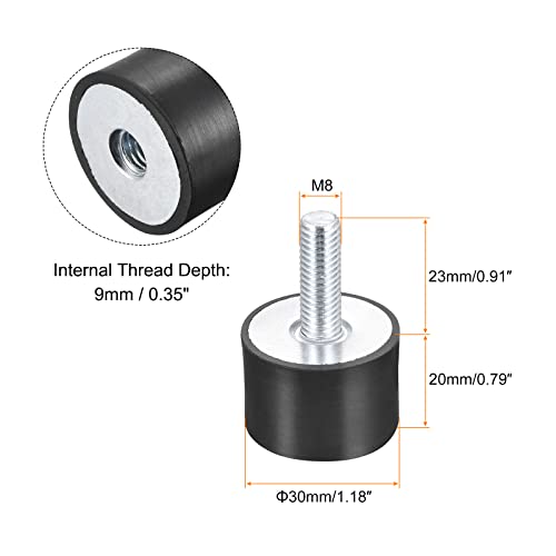 uxcell Rubber Mounts 8pcs M8 Male/Female Vibration Isolator Shock Absorber, for Garage Motor Air Compressor Car Boat Bobbins, D30xH20mm - size: M8x30mmx20mm
