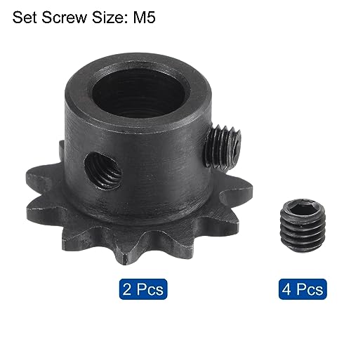 uxcell #25 Chain Roller Sprocket, 8mm Bore 1/4" Pitch 11 Tooth Single Strand Chain Sprocket, C45 Carbon Steel 25 Roller Chain Sprocket with Set Screws for ISO 04C Chain, 2Pcs - size: 25.5mmx8mm