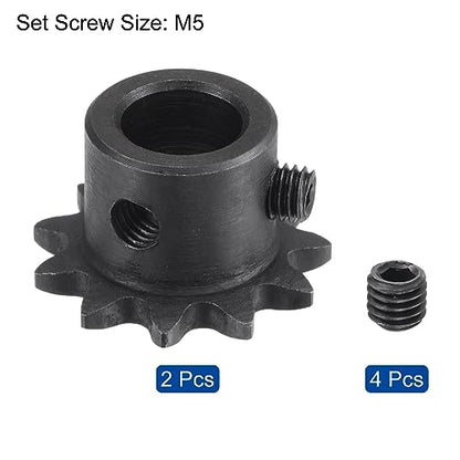 uxcell #25 Chain Roller Sprocket, 8mm Bore 1/4" Pitch 11 Tooth Single Strand Chain Sprocket, C45 Carbon Steel 25 Roller Chain Sprocket with Set Screws for ISO 04C Chain, 2Pcs - size: 25.5mmx8mm