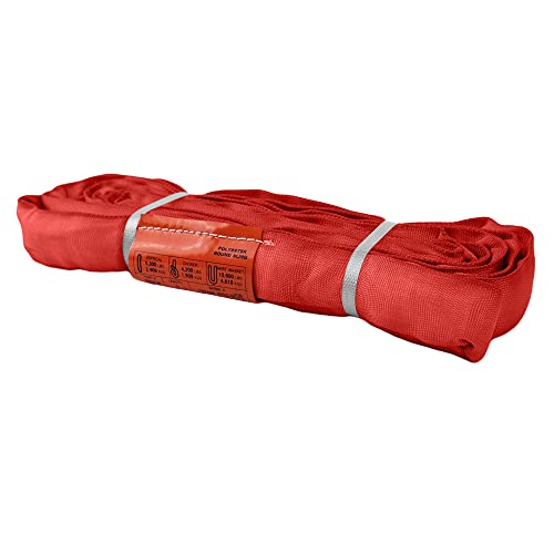 ATERET Powerlift Red Polyester Endless Round Sling - 6 Feet Length, 13,200 lb. Vertical Capacity, 26,400 lbs Basket - Heavy Duty Poly Lifting Sling - color: 05 Red - Vertical Capacity 13,200 lbs, size: 6FT