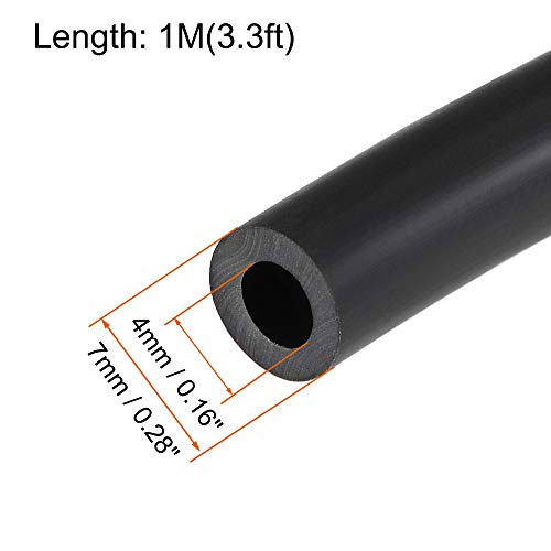 uxcell Lubricating Oil Hose, 4mm ID x 7mm OD 3.3ft Rubber Water Hose Tubing Black - size: 4mm x 7mm
