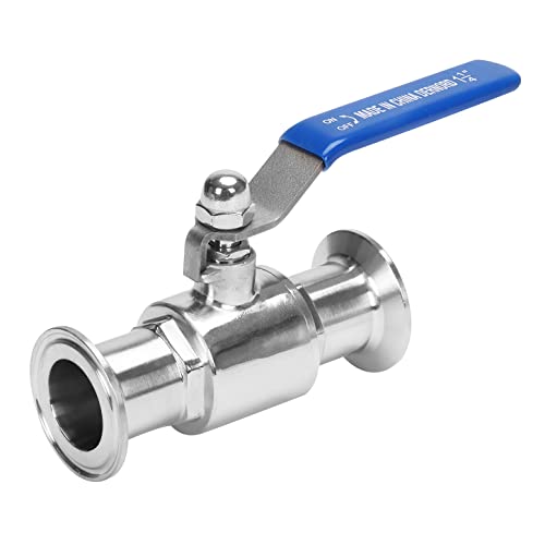 DERNORD 1.5" Tri-Clamp Ball Valve Stainless Steel 304,PTFE Lined. (1.25 inch Tube OD) - size: 1-1/4 inch Tube OD