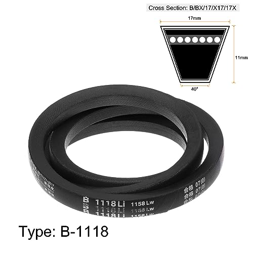 HARFINGTON B-1118 V-Belts Drive Belt 1118mm(44") Inner Girth 17mm Top Width B Section Rubber for Power Transmission - size: 1118mm